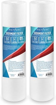 Metpure 5 Micron 20" x 4.5" Sediment Water Filter, 2 Pack