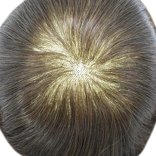 Miniatura 4 de Sistema de repuesto de cabello humano tipo tupé para hombre, sistema de cabello fino mono para hombre, con revestimiento de poliuretano, para