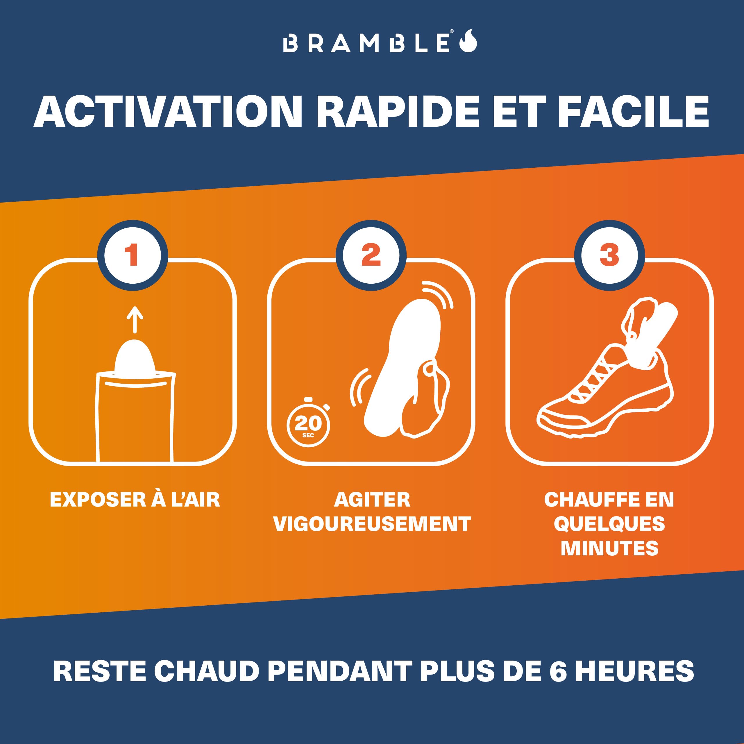 Bramble - Semelles Chauffantes - Semelles chauffantes pour Chaussures et Bottes - Activation par l'air et sans Odeur - Jusqu'à 10 Heures de Chaleur