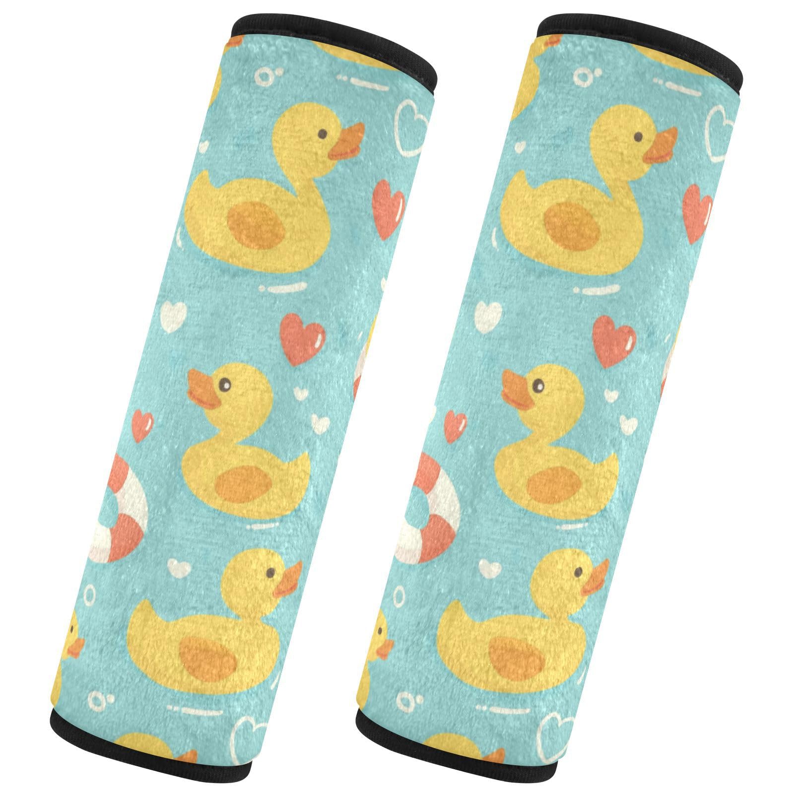 Seat Belt Covers 2 Pack Yellow Ducks Car Seat Strap Covers Super Soft Hearts Car Seat Neck Cover for Boys Girls Adults Babies S