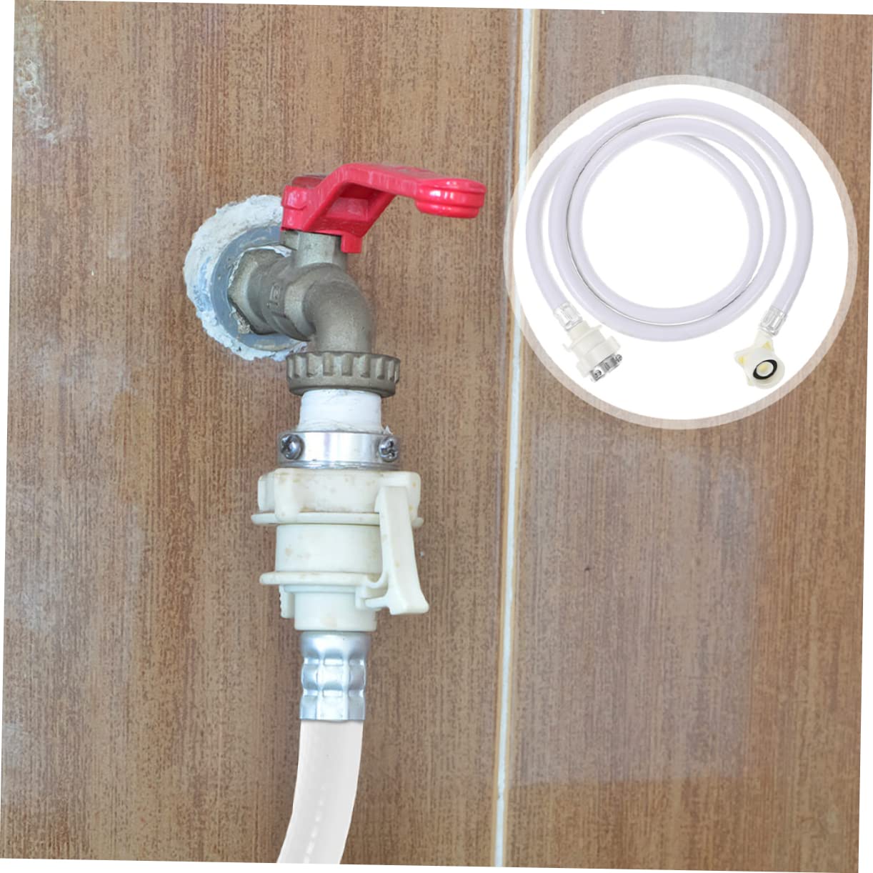 Tubo di Carico per Lavatrice 2 Pezzi, 2m, Flessibile, Giunto a 90°, Pvc e Acciaio Inox, senza Perdite
