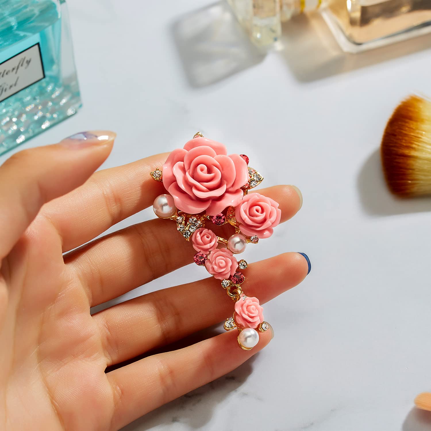 5 Broches Fleur En Feutre Rose - Accessoire Léger Et Sûr Pour Vêtements Enfants - Décoration Robes, Sacs, Chapeaux - 11
