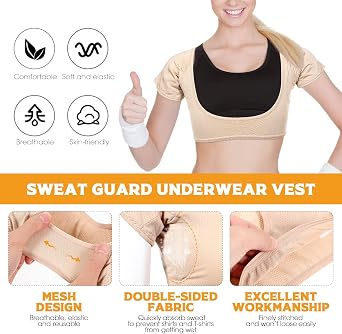 SUPVOX Breathable Sweat Guard Underwear Vest Underarm Sweat Vest Washable Shield for Women Girls Ladies