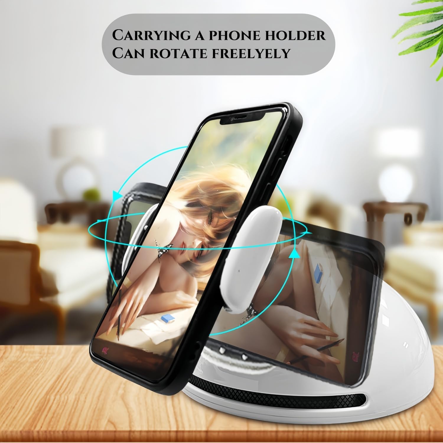 Portable Car Air Purifier - Efficient HEPA Filter Eliminate 99% of Dust, PM2.5,with Phone Holder Adjustable,Built-in Fragrance＆Odors in Air- Cars, Bedrooms, Office, & Driving Cab (White)