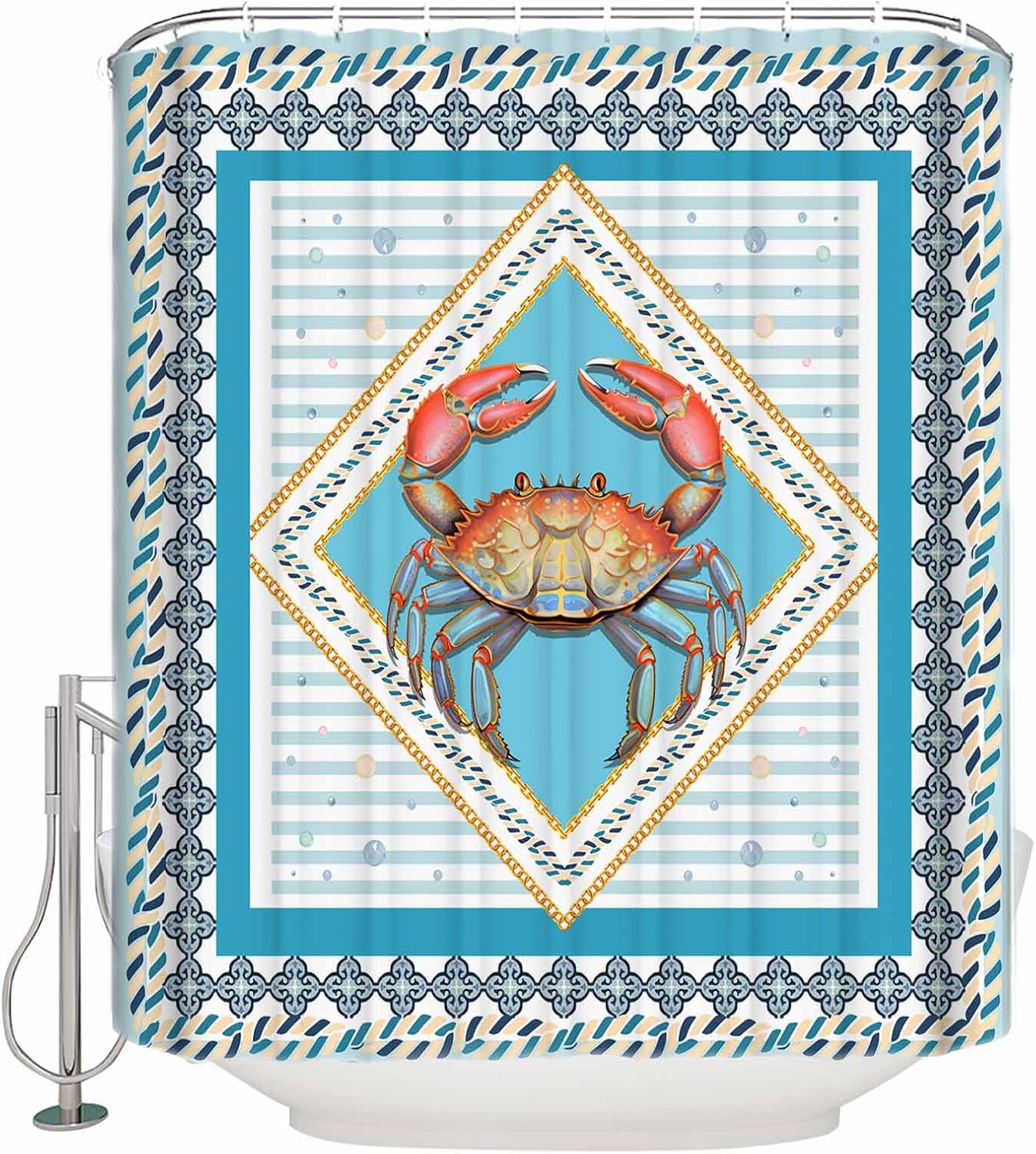Crab Shower Curtain Set with Hook 72"x72",Washable Cloth
