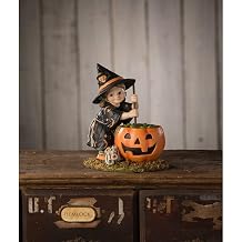 Bethany Lowe Resin Pumpkin Brewing Piper Figurine, Multicolor