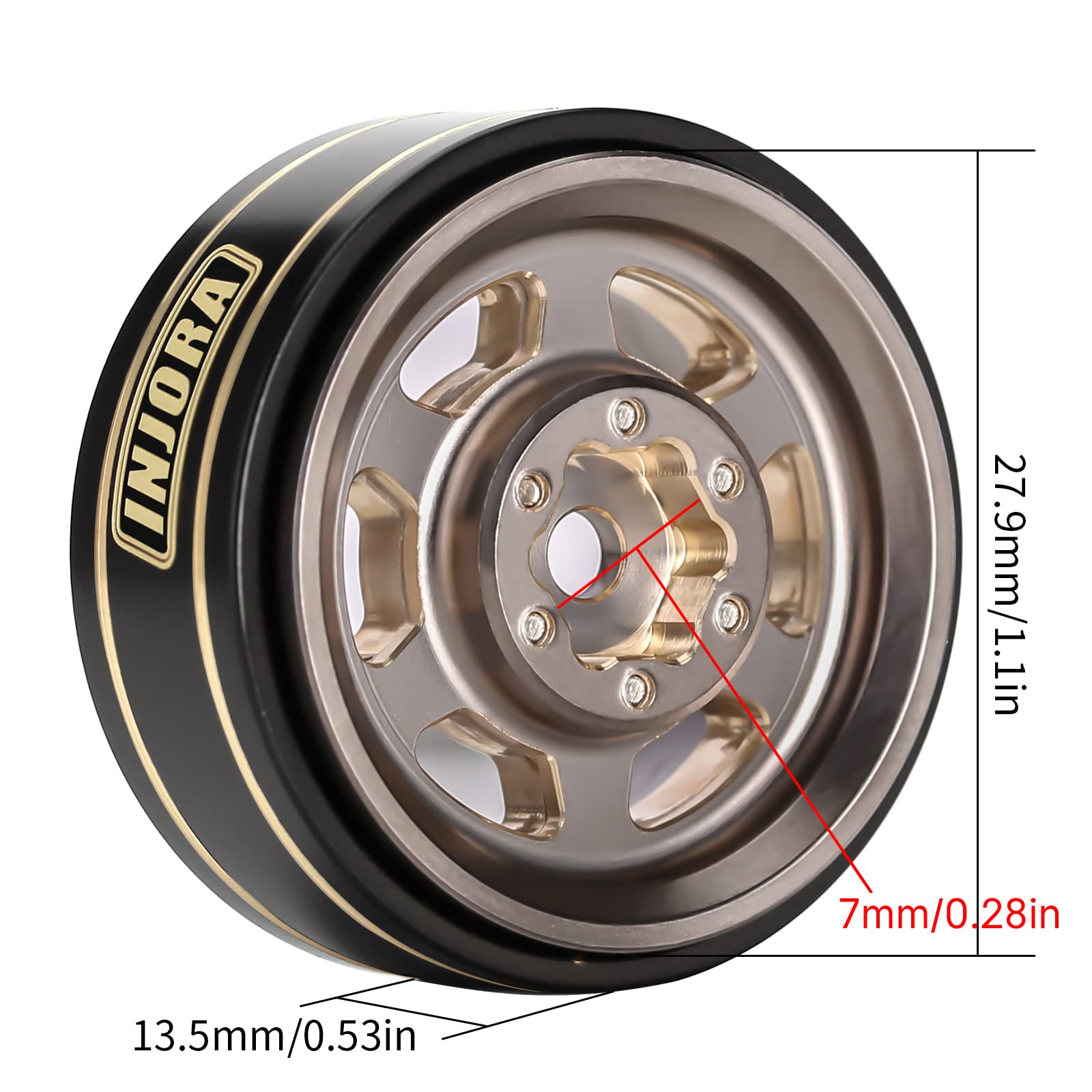 INJORA 1.0 Plus Brass Beadlock Wheel Rims 6-Spoke Wheels for TRX4M INJORA 1.0 Plus Brass Beadlock Wheel Rims 6-Spoke Wheels for TRX4M
