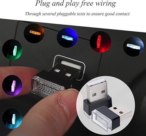 Vista 10 de Febrytold - Luz LED tamaño mini, conexión USB universal para el interior del automóvil, luces ambientales para crear una atmósfera