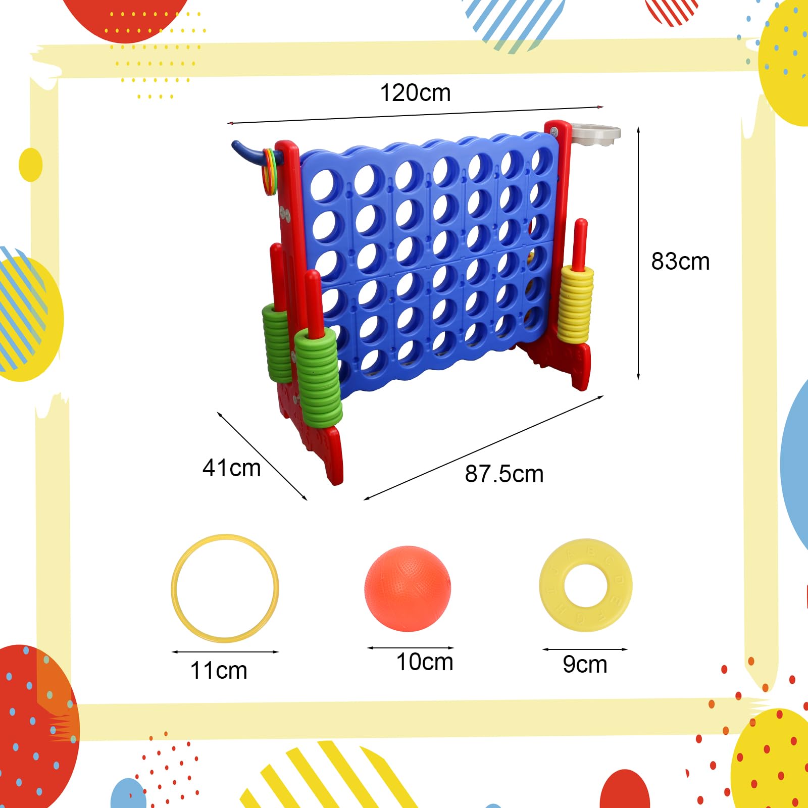 Riesiges Vier gewinnt Spiel mit Tragetasche für Familien Partyspiele | 3-in-1-Jumbo-Spiel 4-to-Score für drinnen/draußen mit Schnellverschluss-Schieber Lawn Connect Spiel für Kinder & Erwachsene
