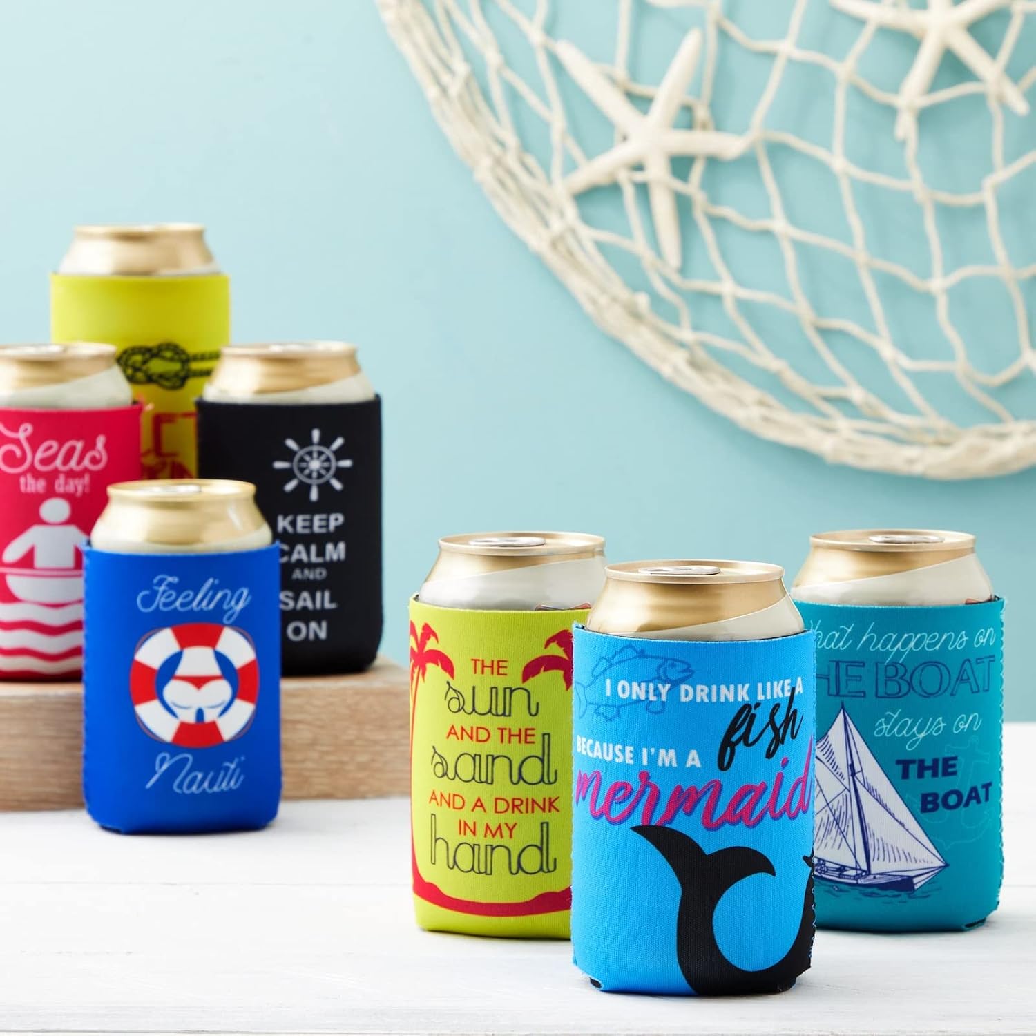 12-Pack Neoprene Can Cooler Sleeves for Soda, Soft Drinks, Beverages, Water Bottles, Beer Covers for Beach, Summer Pool Party Supplies, Cruise Favors (12 ounces)