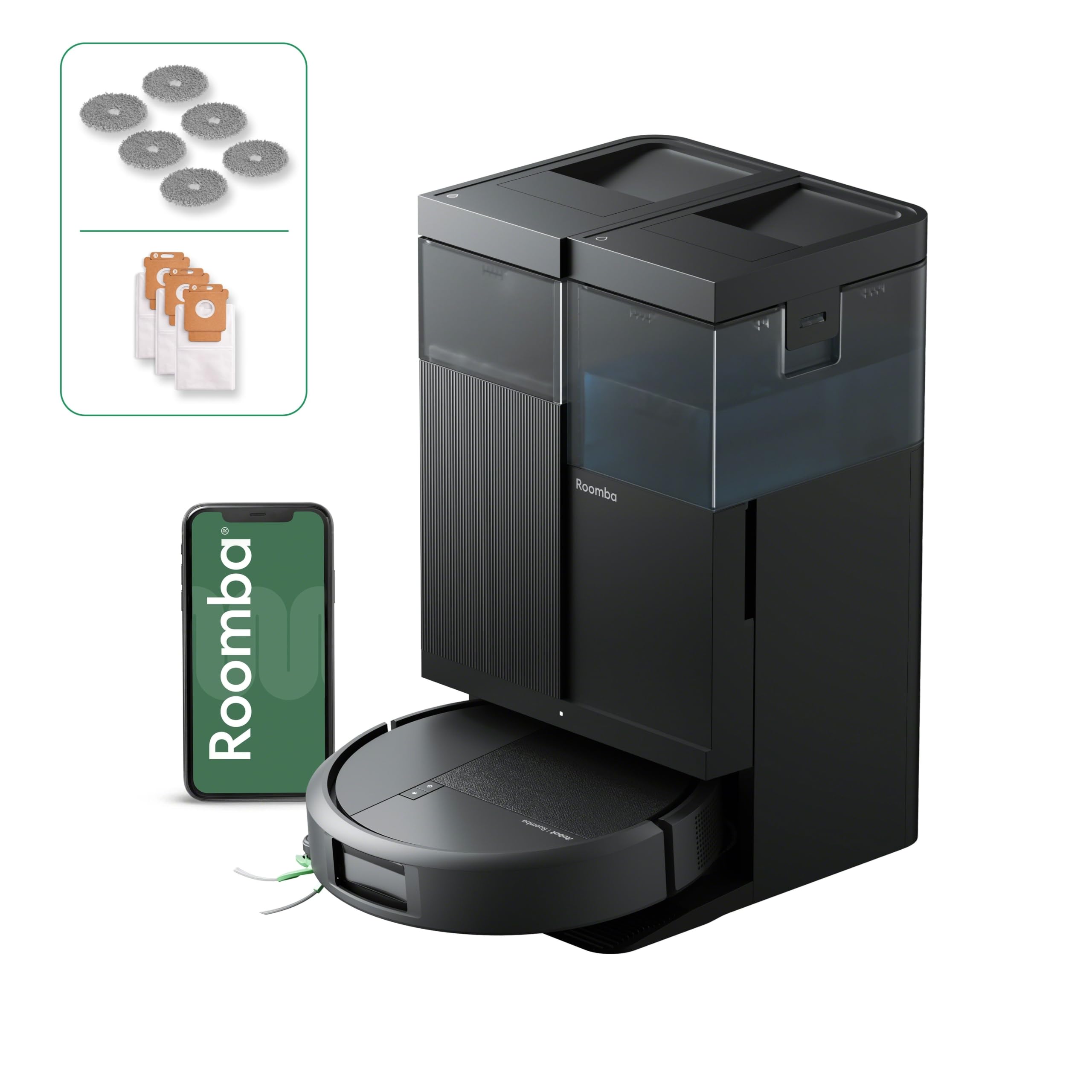 iRobot Roomba® Plus 516 Combo robot aspirapolvere lavapavimenti, 22.000 Pa | Con stazione AutoWash™ autosvuotante lavaggio mop estensibili ruotanti a 75°C e asciugatura a caldo, ClearView™ LiDAR bianco