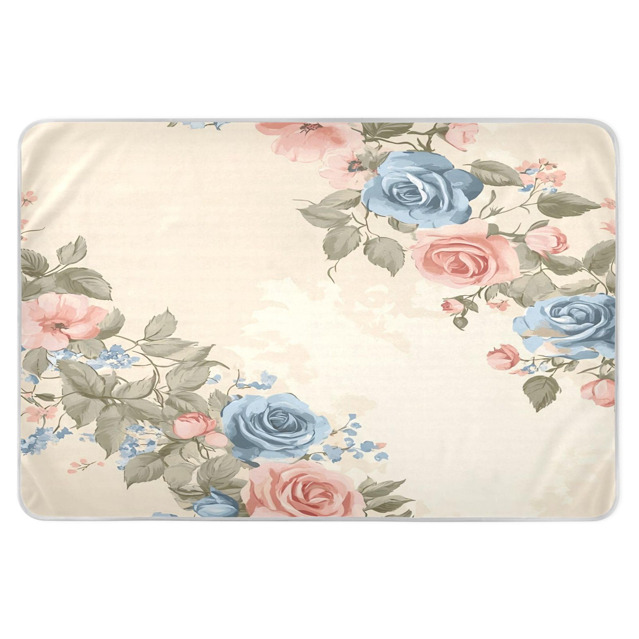 Takiito Vintage Floral Bed Pad Reusable Bed Underpad Washable Waterproof Leak-Proof Quick Dry Incontinence Pee Pad for Toddlers Kids Adults Pets 34x52 in