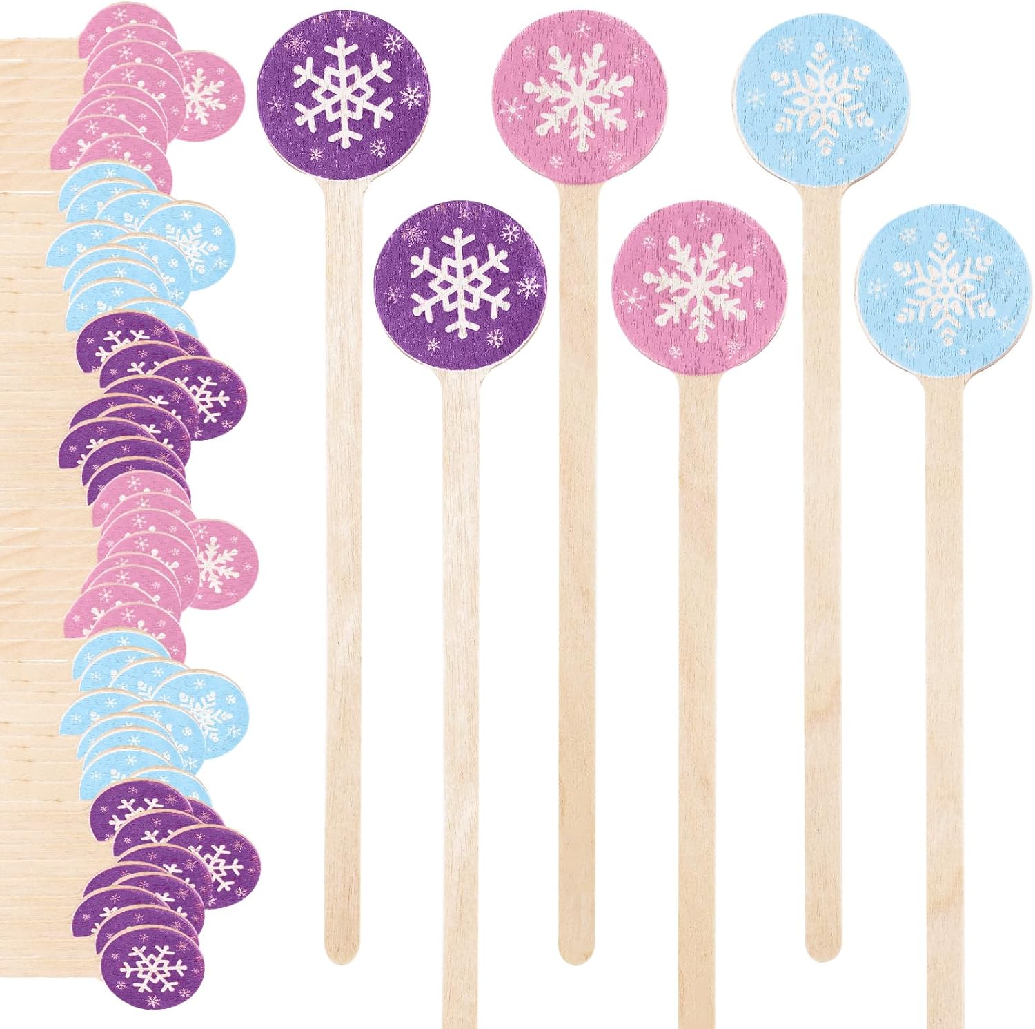 Whaline 120Pcs Winter Drink Stirrers Snowflake Cocktail