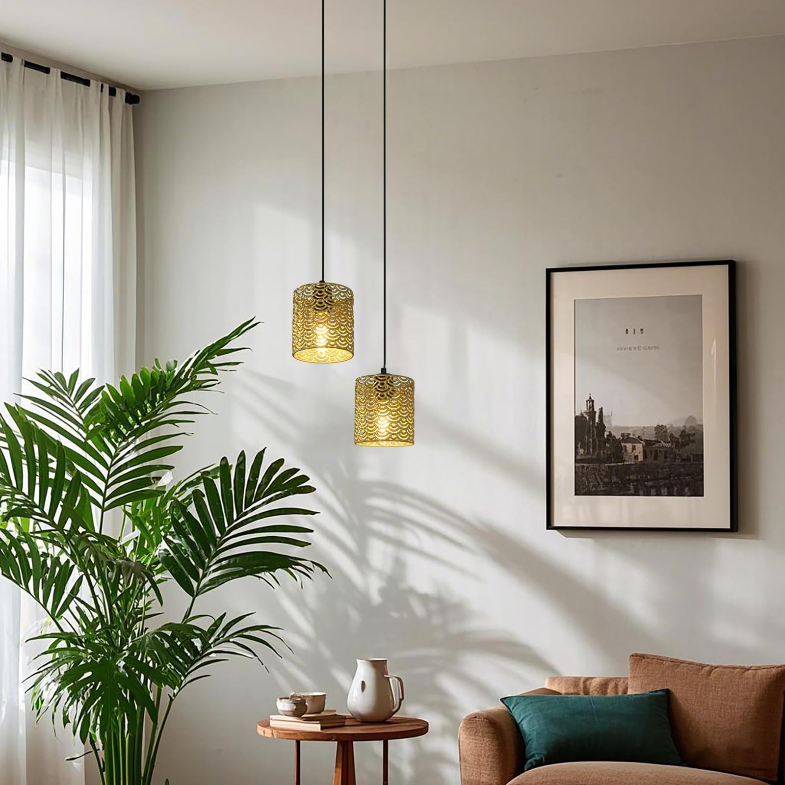 Osasy Decorative Lampshade Metal Lamp Shade Cover Wave Pattern Design Gold E27 E14 Small Lampshades - Image 2