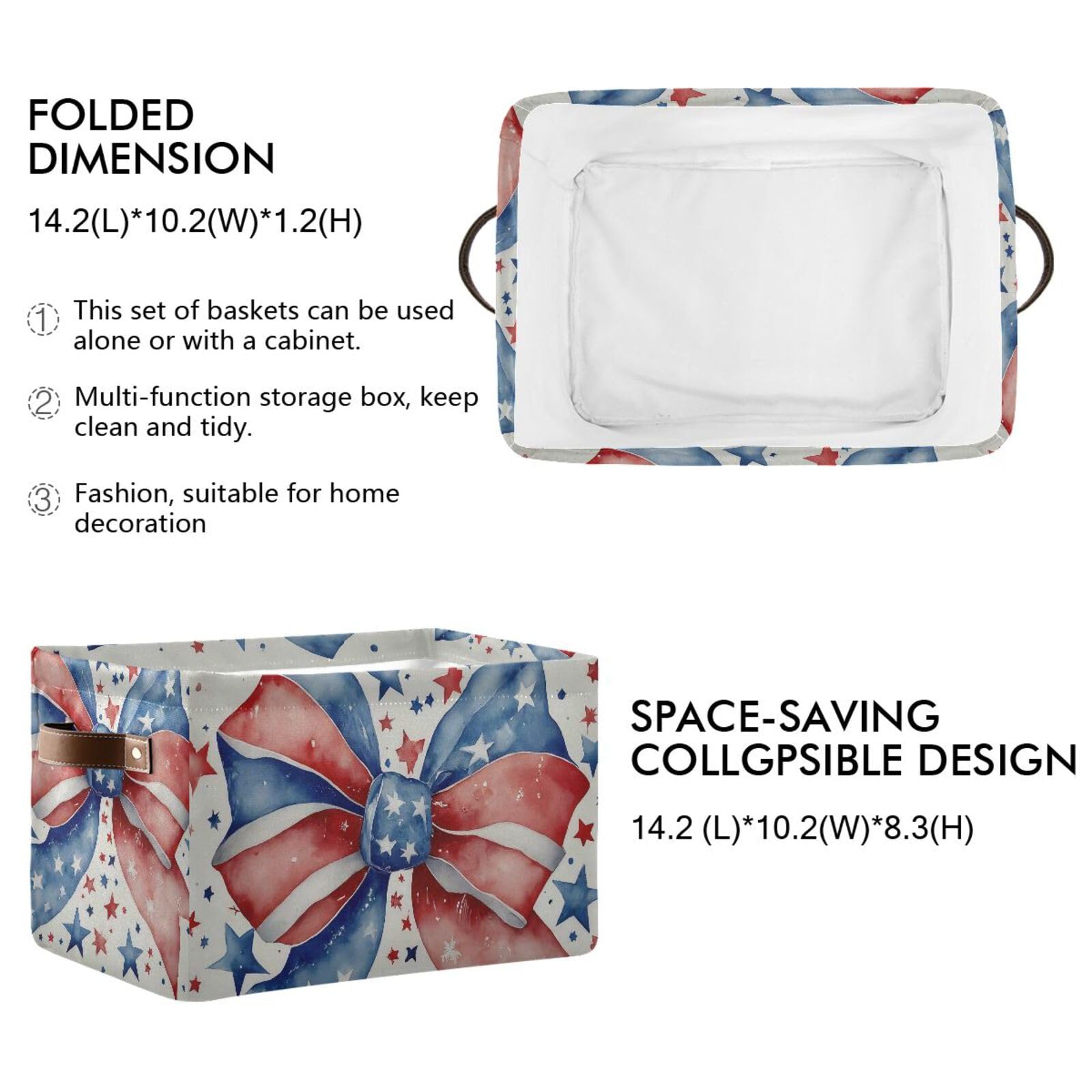 PaChyLuu Independence Storage Basket Bin Canvas Fabric Organizer Toys Basket with Handles for Home Office Nursery, Clothes, Gifts, 1 Pcs