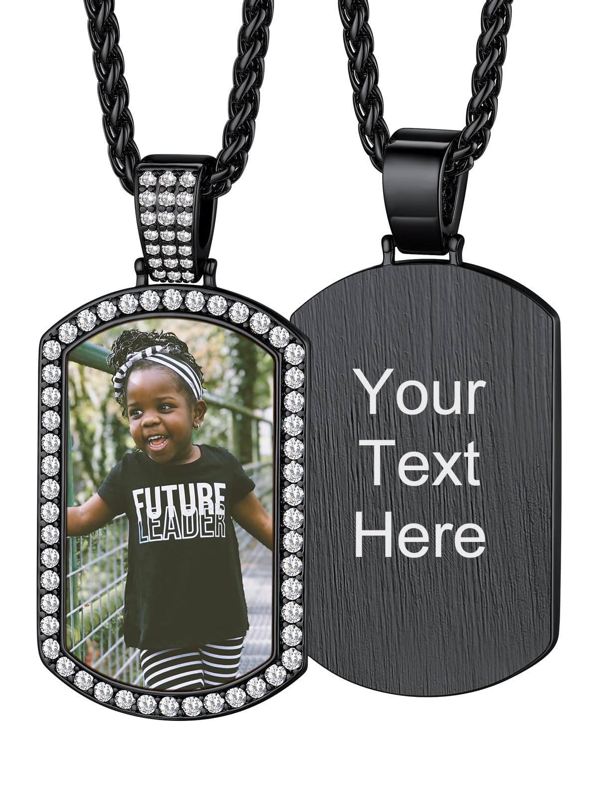 Custom4U Picture Necklace Personalized Photo Circle Chain for Men Women
