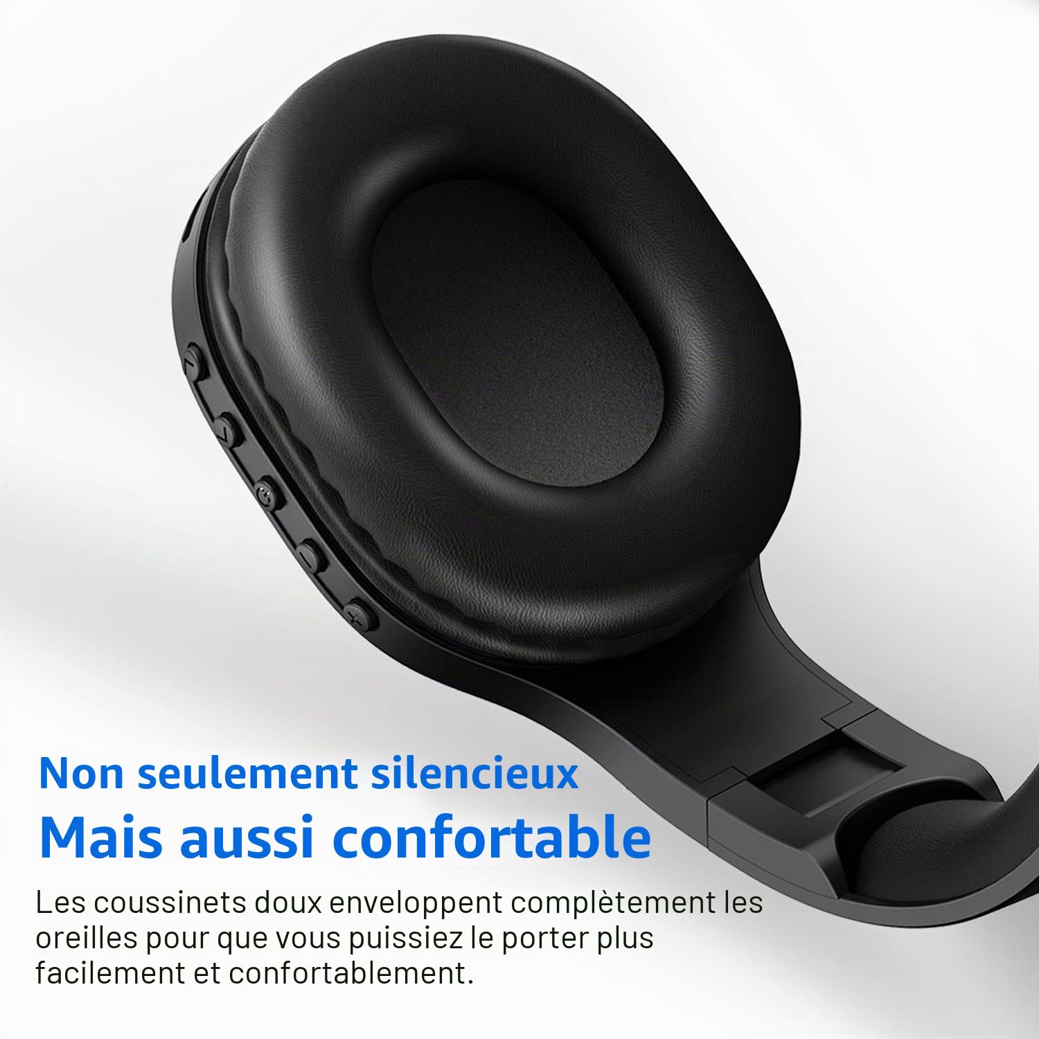 Casque sans fil avec radio FM et Bluetooth 5.0, casque portable rechargeable avec microphone intégré, cache-oreilles léger et confortable pour jogging, tonte, cyclisme, etc