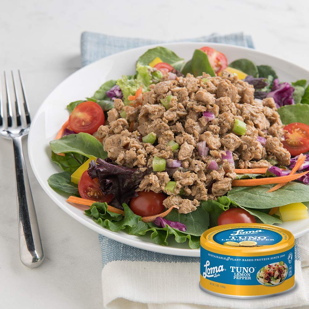 Loma Linda Plant-Based TUNO Lemon Pepper - Sustainable Alternative (5 oz. cans) (Pack of 3)