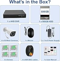 Vista 2 de H.265+ Wired Security Camera DVR Kit System with AI Human Vehicle Detection, 4X 1920P 5MP IP67 Metallic Indoor/Outdoor Cameras IR Night Vision, 4K