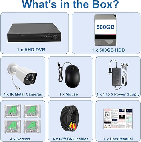 Miniatura 2 de H.265+ Wired Security Camera DVR Kit System with AI Human Vehicle Detection, 4X 1920P 5MP IP67 Metallic Indoor/Outdoor Cameras IR Night Vision, 4K