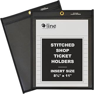 C-Line Shop Ticket Holders, Stitched, One Side Clear, 8-1/2" x 11", Box of 25 (45911)