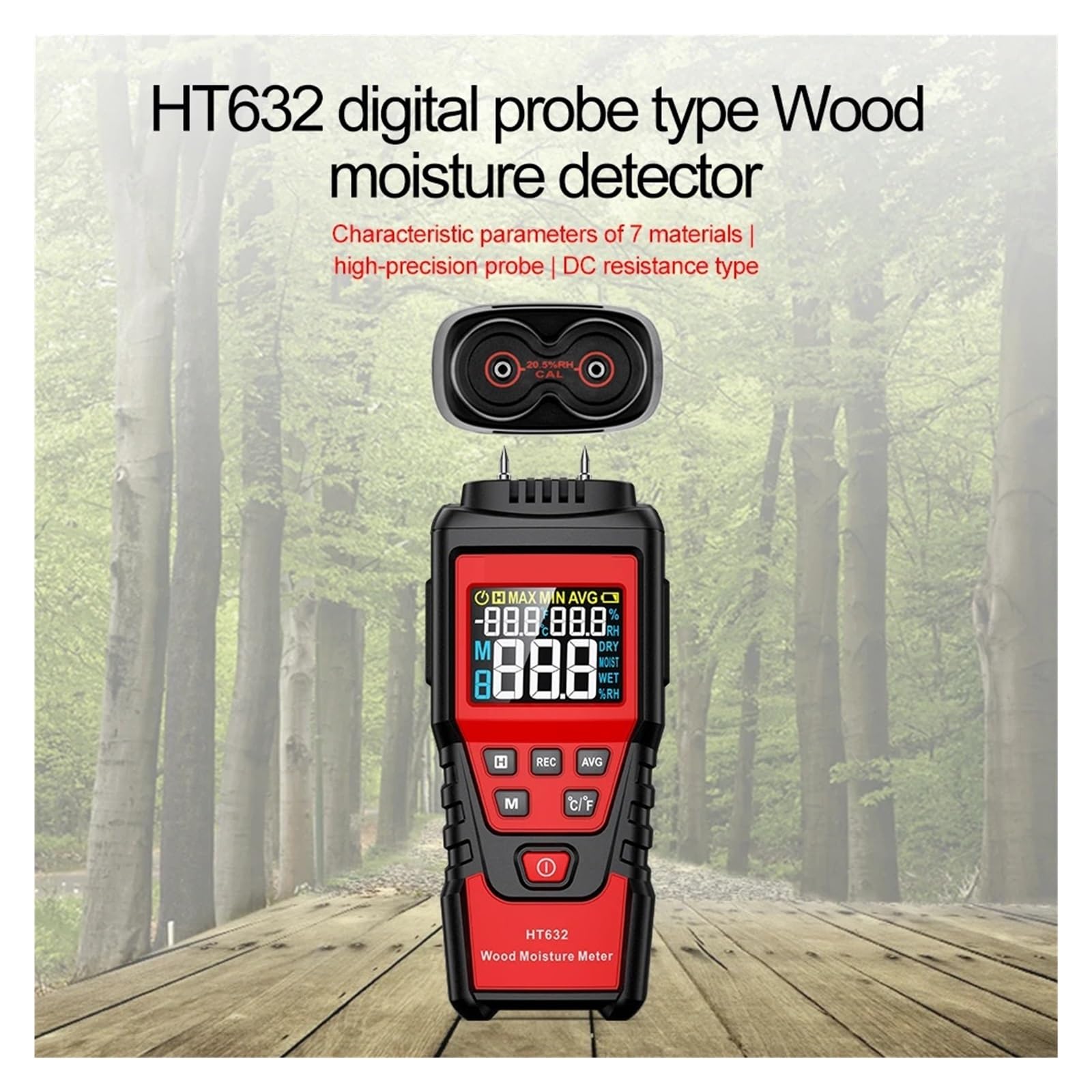 Misuratore di umidità del legno digitale Igrometro for pareti in cemento Rilevatore di umidità del legno a due perni altamente sensibile Letture chiare
