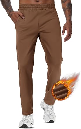 TACVASEN Mens Winter Sweatpants Fleece Lined Warm with Zipper Pockets