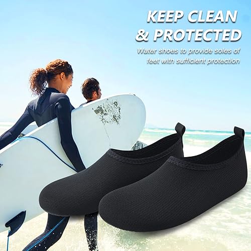 Vista 6 de Deevike Zapatos acuáticos para mujeres y hombres, calcetines acuáticos de secado rápido para playa, natación, surf, yoga, ejercicio