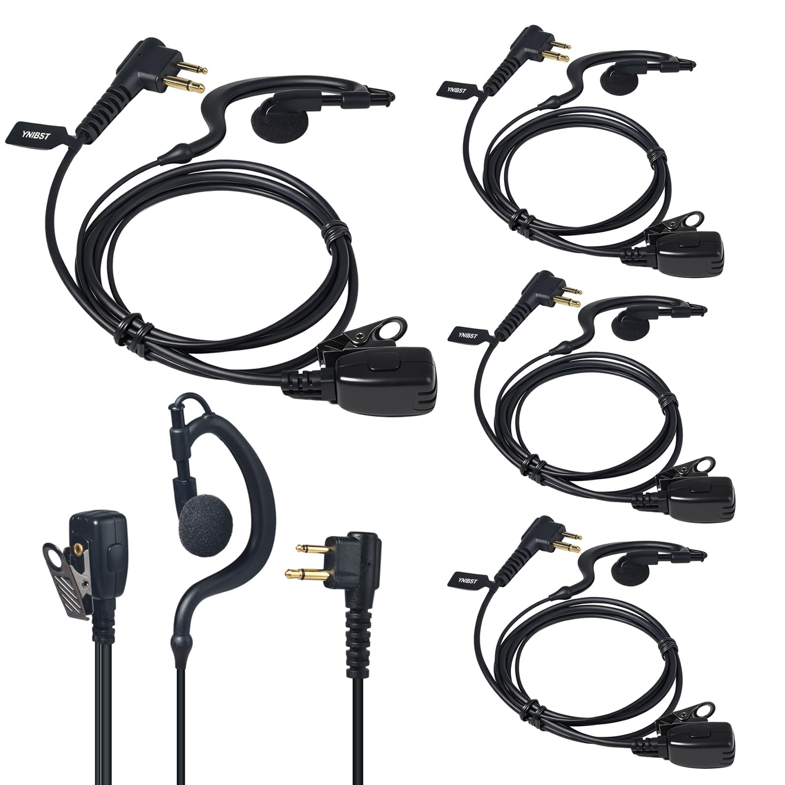 Auricolare Walkie Talkie a Forma di G, Cuffia con Microfono PTT, Compatibile con Motorola a 2 pin, per Radio Bidirezionali CP040 DP1400 GP68 GP88 GP300 (5 pezzi)