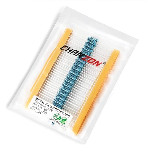 Miniatura 6 de Chanzon 100pcs 12W (0.5W) 10 Ohmios Resistencia fija de película metálica Ohmios 0.01 1% Tolerancia 10R MF Orificio pasante Resistencias limitantes