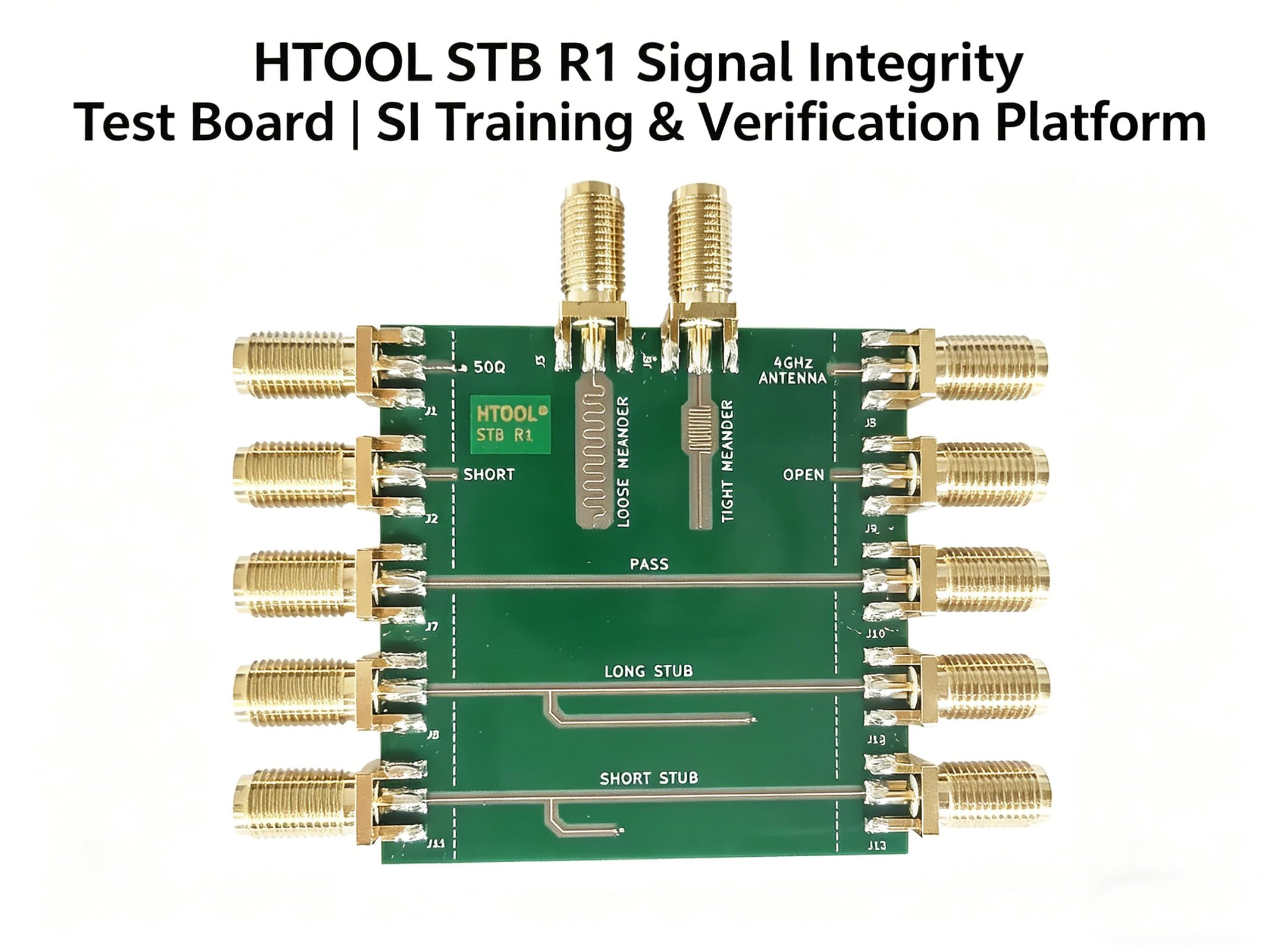 STB R1 R2 Signal Integrity Test Board, 50Ω Impedance Controlled PCB, Integrated SOL Calibration Kit for VNA, 5 Transmission Line Topologies, SMA Ports, for SI/PI Test, EMC & RF Engineering Teaching
