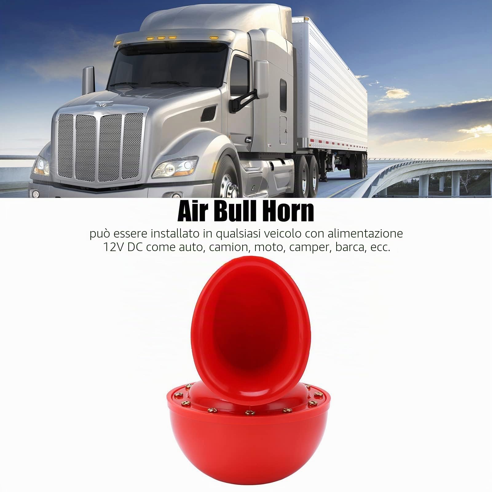 Clacson Per Auto, Clacson Ad Aria Rossa da 150 DB Corno di Toro Elettrico Suono di Mucca Corno di Metallo Impermeabile Tono Alto Basso Misura Universale Parti Elettroniche Alternative Per Auto