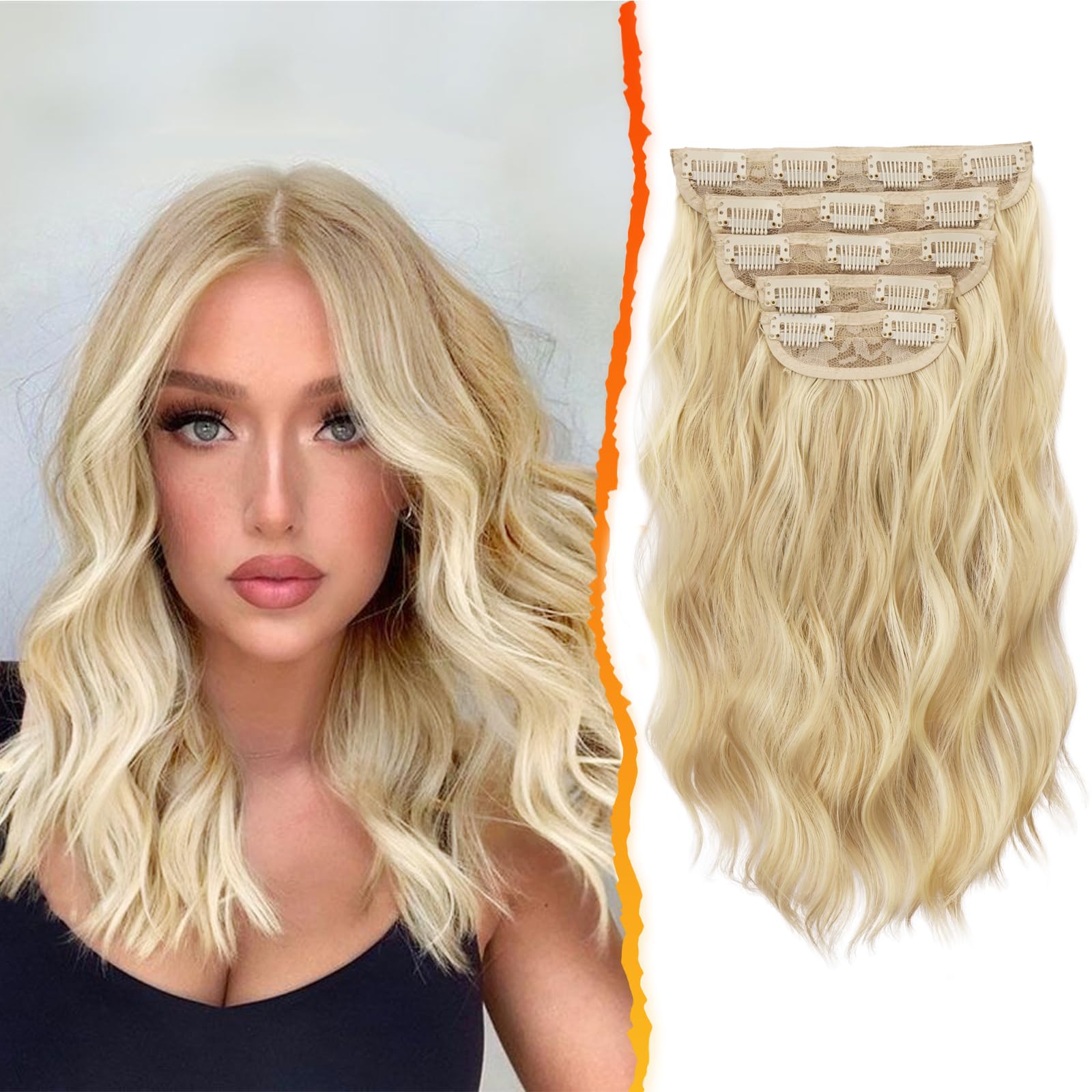 Amazon.com : BARSDAR Light Ash Blonde Mix Clip in Hair  display picture 1