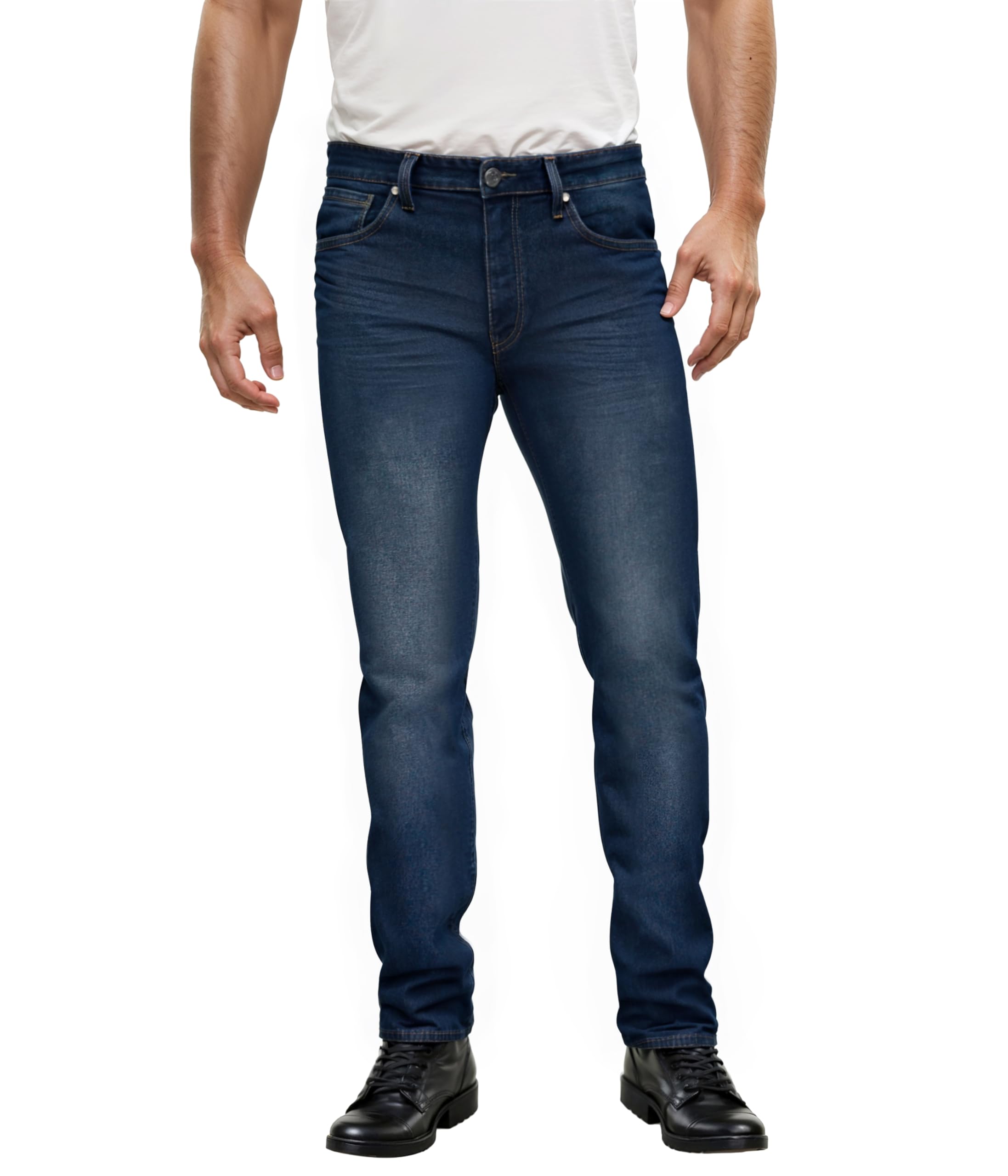 ETHANOL Mens Super Comfy Straight Stretch Knit Jersey Denim Five Pocket Jean