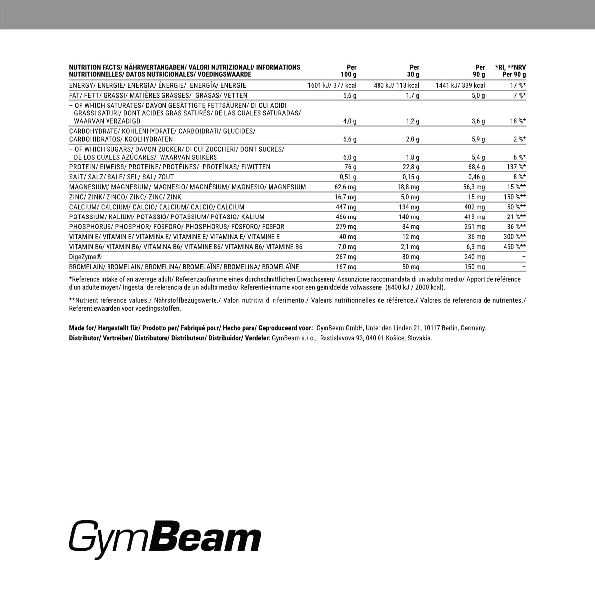 GymBeam Just Whey Protéine en Poudre – Sans arôme – 2000 g