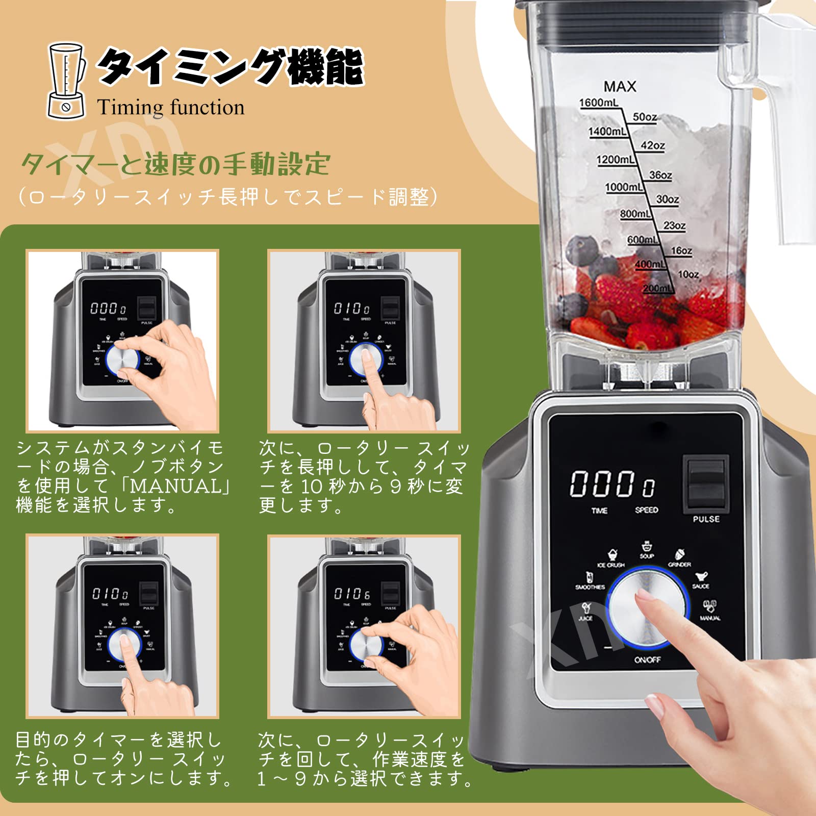 Amazon | ミキサー タイマー機能付き ブレンダー ミキサージューサー