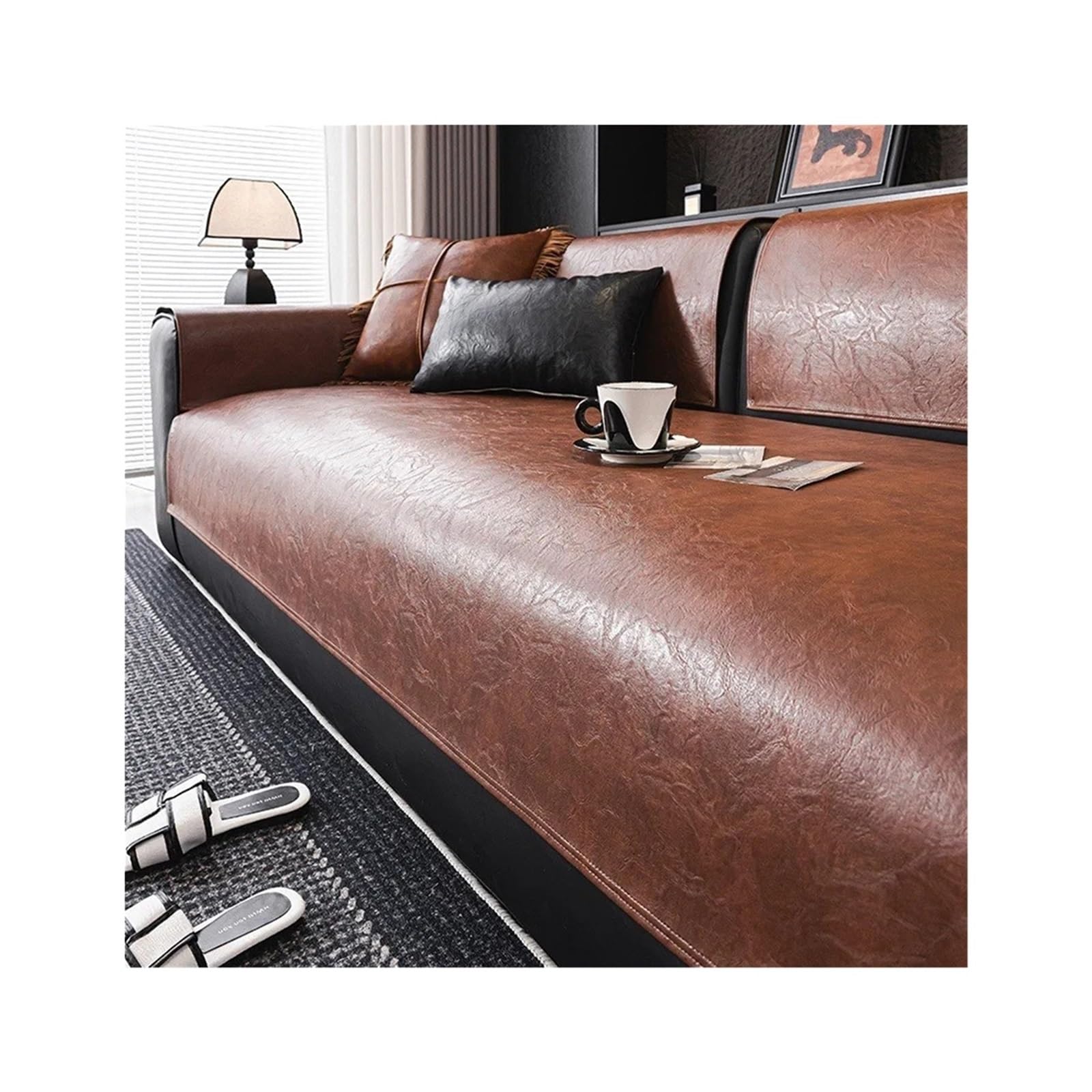 GCYEIDMA Faux Leather Sofa Cover Faux Leather Sofa Cover Light Luxury Style Non-slip Seat Waterproof Urine Barrier Four-season Towel
