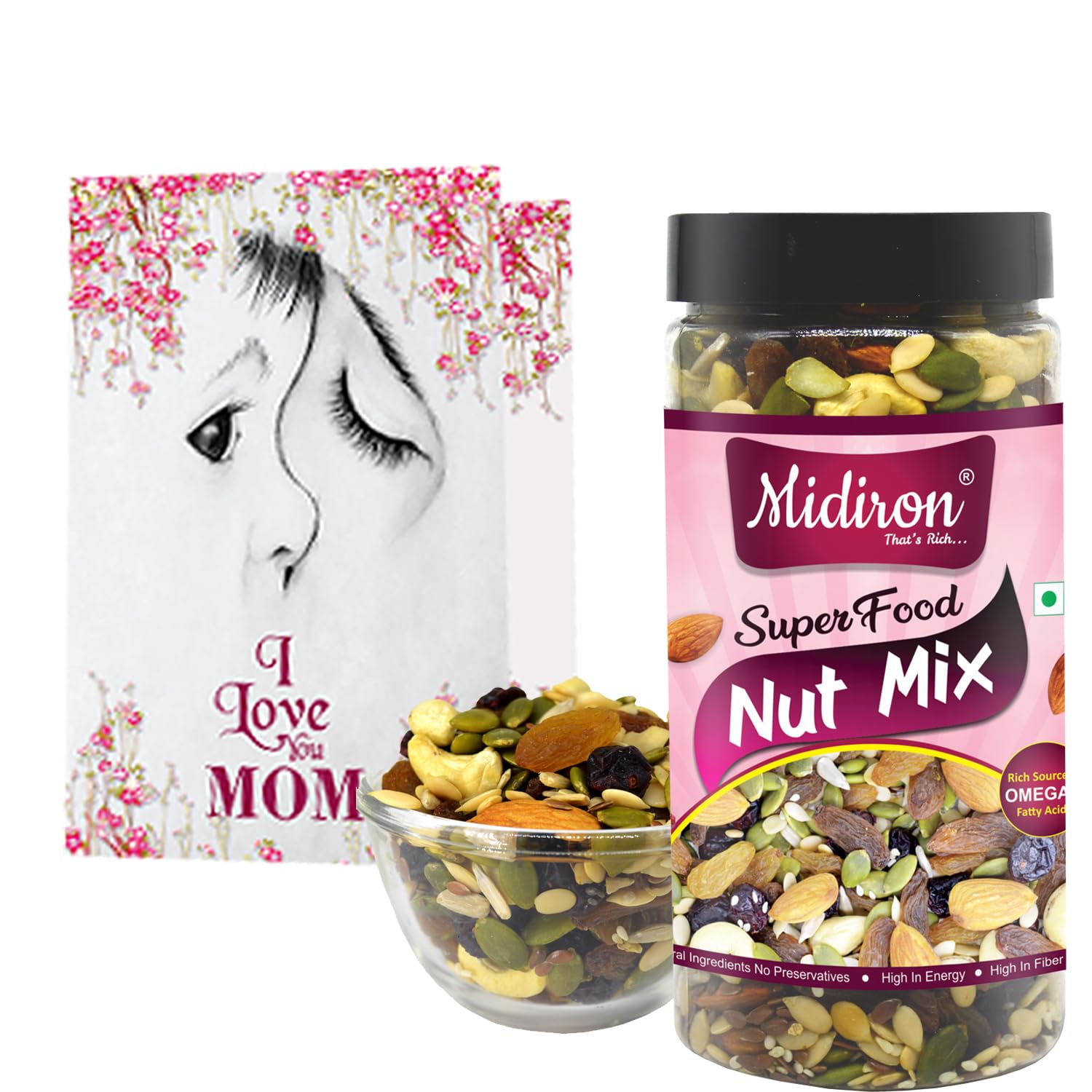 Midiron Premium Nut Mix gift|100% Natural Dried Nut Mix 250g Pack Bottle| Mothers Day Prmium Gift for Mom Special| Premium Nut Mix | High in Fiber & Boost Immunity | Real Nuts | Gluten Free-image-49