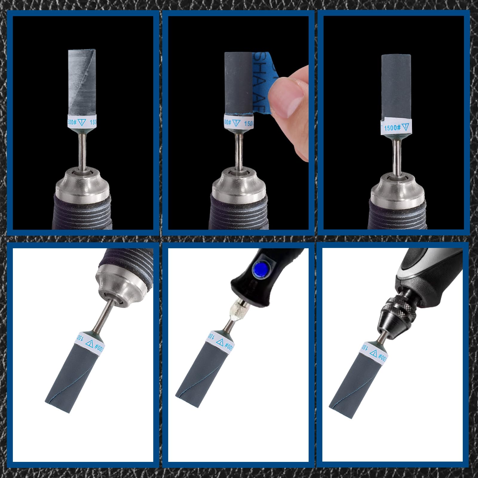 12uds Tambores de Lijado de Grano 400-2000 para Herramienta Rotativa Dremel, Juego Lijadora Tambor Mandriles para Madera Plástico Metal Pulido