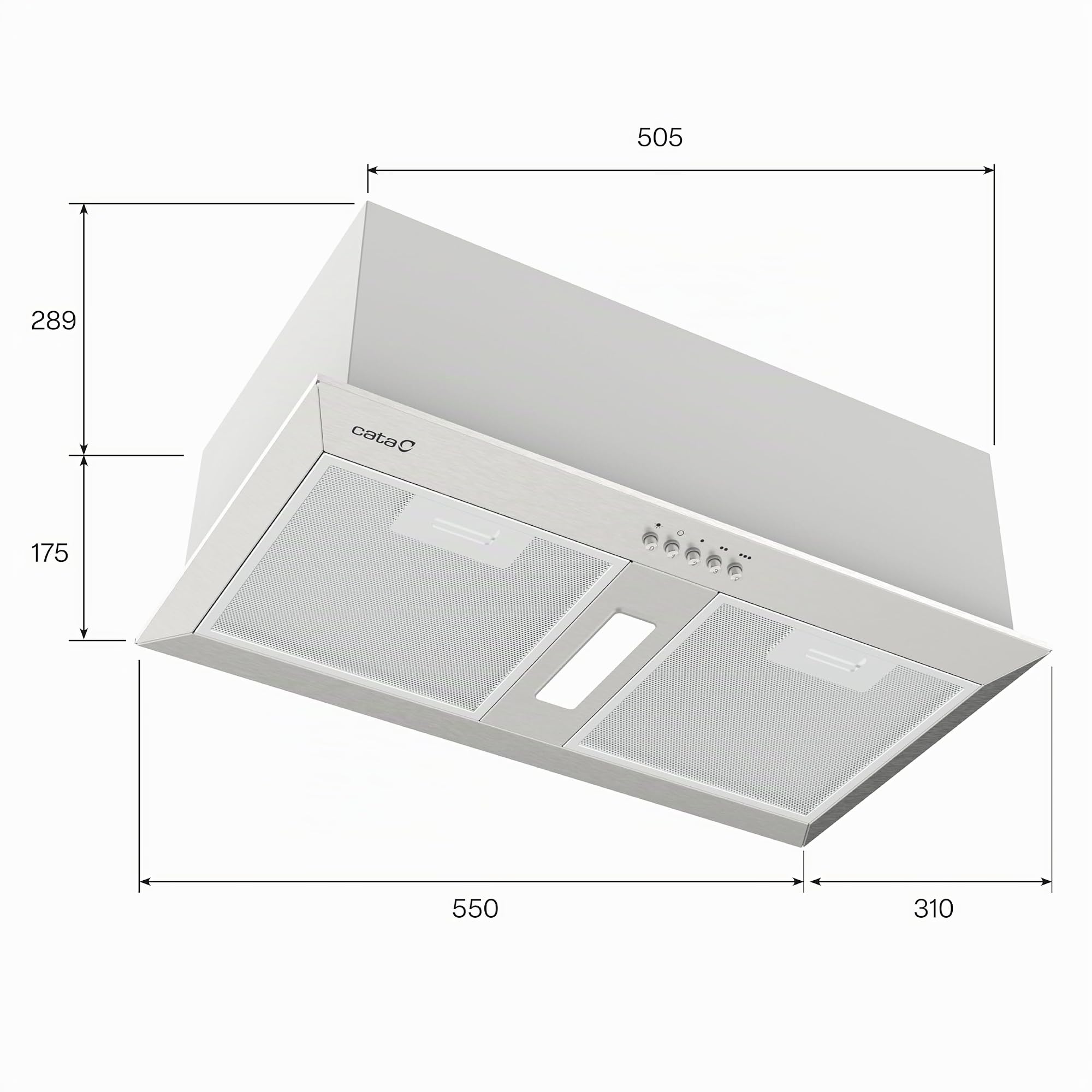 CATA GCB 55 X Dunstabzugshaube Einbau-Gruppenlüfter 55 cm Edelstahl 3 Leistungsstufen LED-Beleuchtung 371 m³/h Energieklasse C