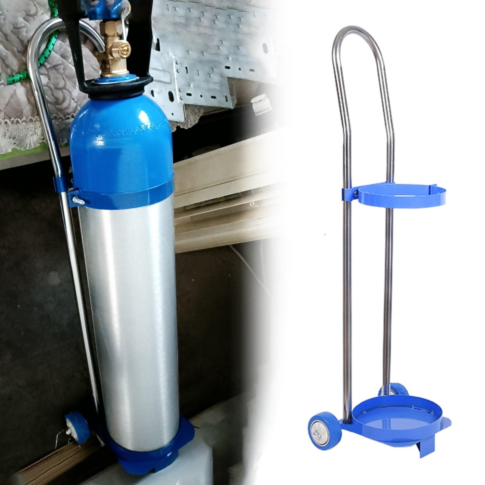 WQPMNYG Lightweight Steel Oxygen Cylinder Cart, Propane Tank Holder for Medical Use, 110cm Height Trolley for Wards & Operating Rooms, Durable 6.75" Diameter Stand
