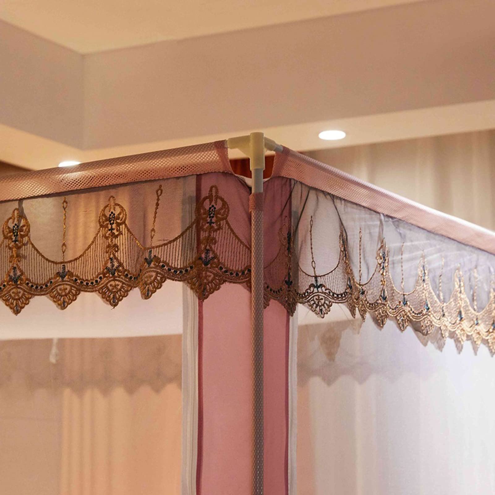 OKUOKA Baldacchino per zanzariera con Doppia Porta Tenda da Campeggio Anti-zanzara Yurta Facile da installare per Viaggi a casa all'aperto,Grigio,2.0 * 2M