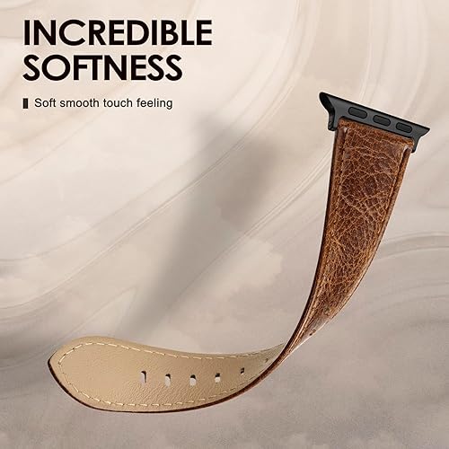 Vista 56 de Correa de cuero compatible con correas de Apple Watch de 1.811 in, 1.772 in, 1.732 in, 1.654 in (Serie 1/2/3) para hombres y mujeres, correa de Azul