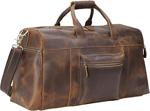 mens leather duffle bag amazon