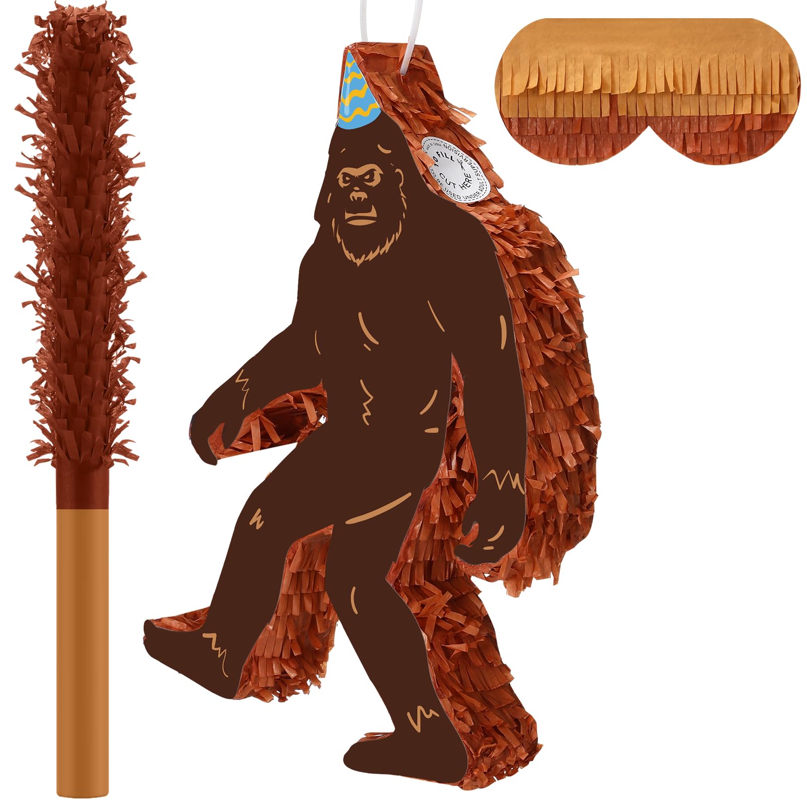 Photo 1 of Seenelling Sasquatch Piñata 3D Gorilla Birthday Decoration with a Blindfold and Bat for Gift Holiday Piñata Party Baby Shower Supplies