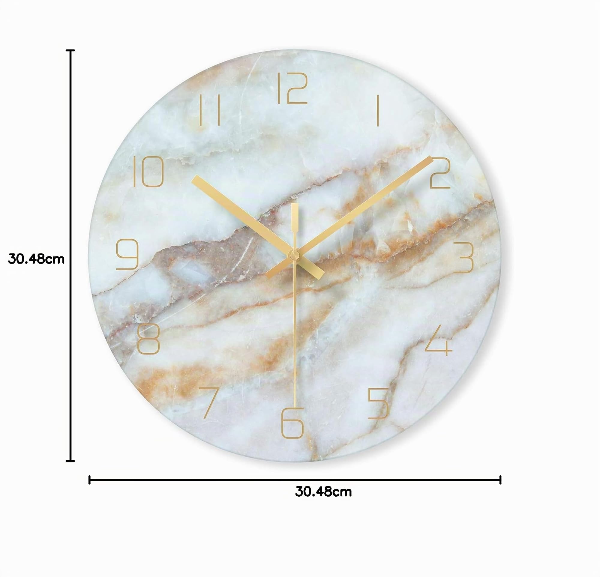 Fenteer Große Bauernhaus Wanduhr 12 Zoll mit Glas Marmor Wanduhr Schweigen Batterie Betrieben Moderne Glas Uhren für Wände/Wohnzimmer/Home Decor/Büro - Cyan