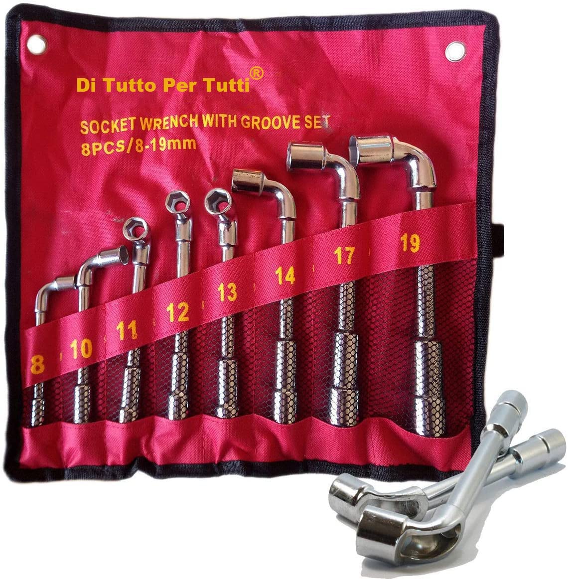 Set 8 Chiavi A Bussola Esagonali 8-19 Mm Con Borsetta - Ideale Per Riparazioni Auto E Fai Da Te - Foto 9