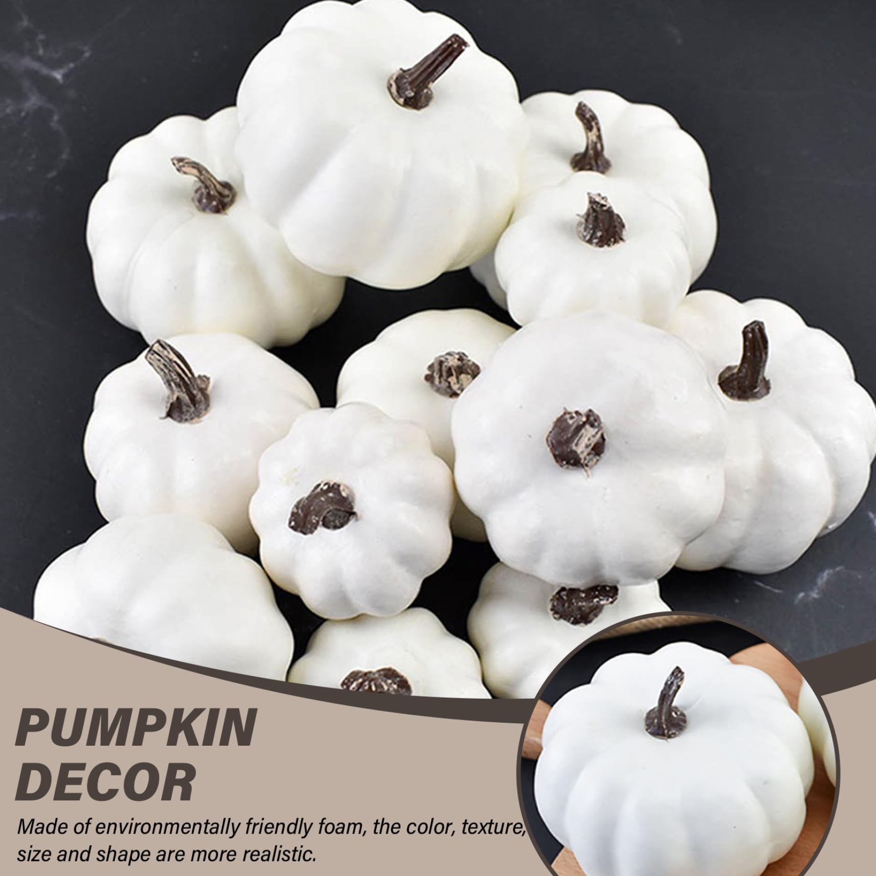 Zucche bianche 12 pezzi, decorazioni realistiche di Halloween