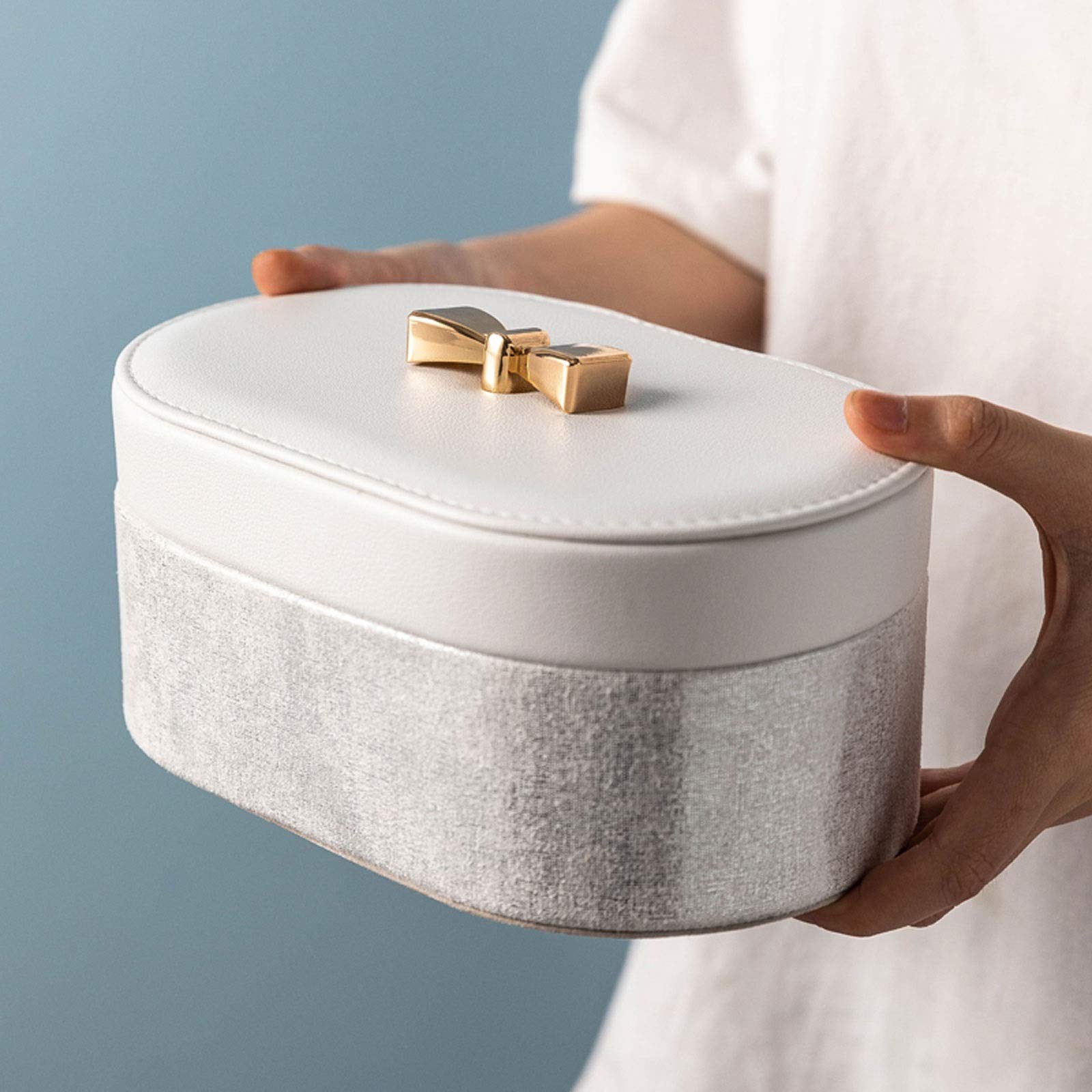 Boite à Bijoux Ninonly Boîte à Bijoux Pour Adolescentes Et Filles - Avec 2 Niveaux - Boîte à Bijoux - En Cuir Synthétique - Pour Boucles D'oreilles, Bagues, Bracelets - Bleu Boite à Bijoux Enfant