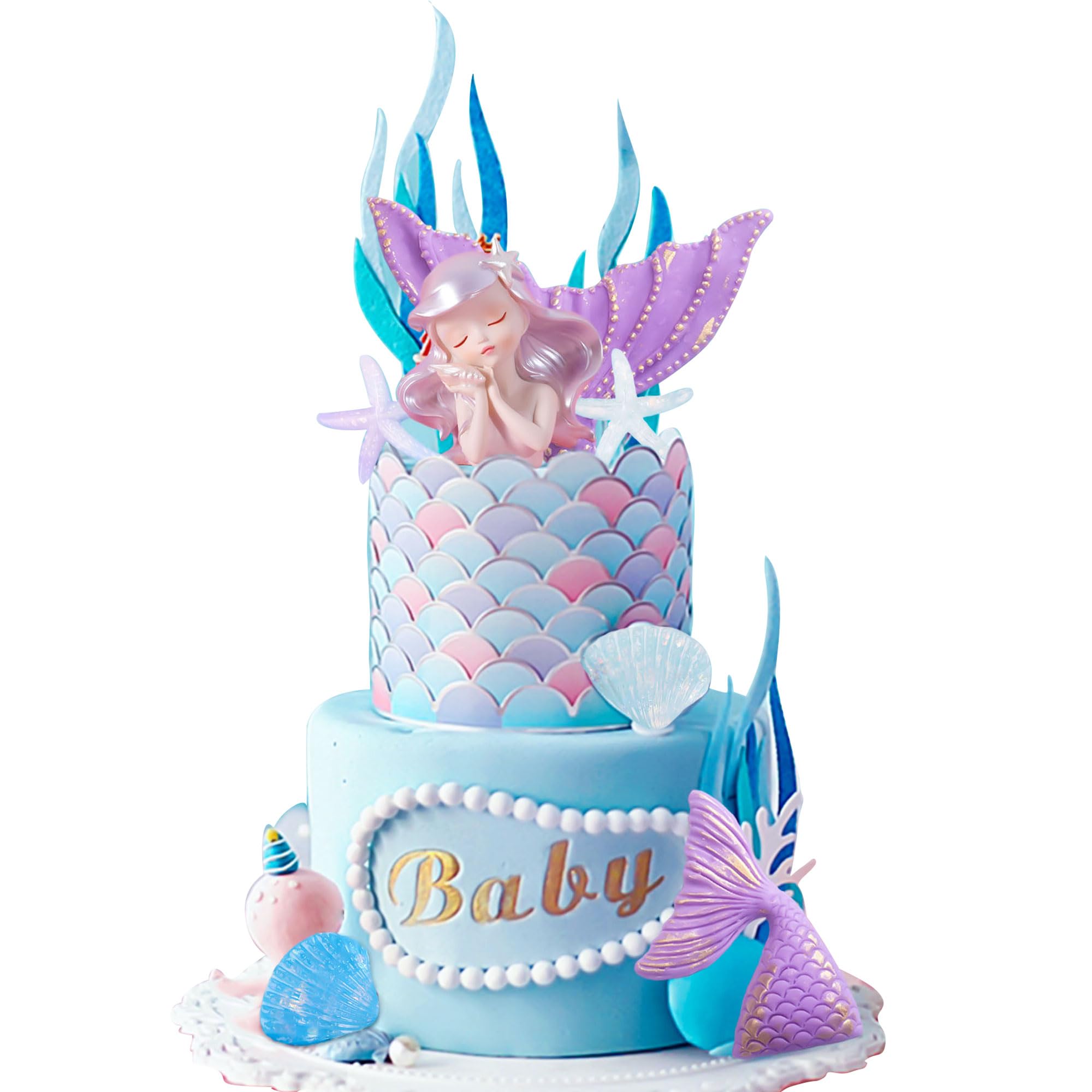 Bogoro Décoration Gâteau Sirène Violette - Set Complet Queue De Sirène Pour Anniversaire Enfant